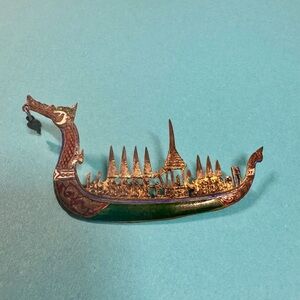 Vintage Dragon Ship brooch